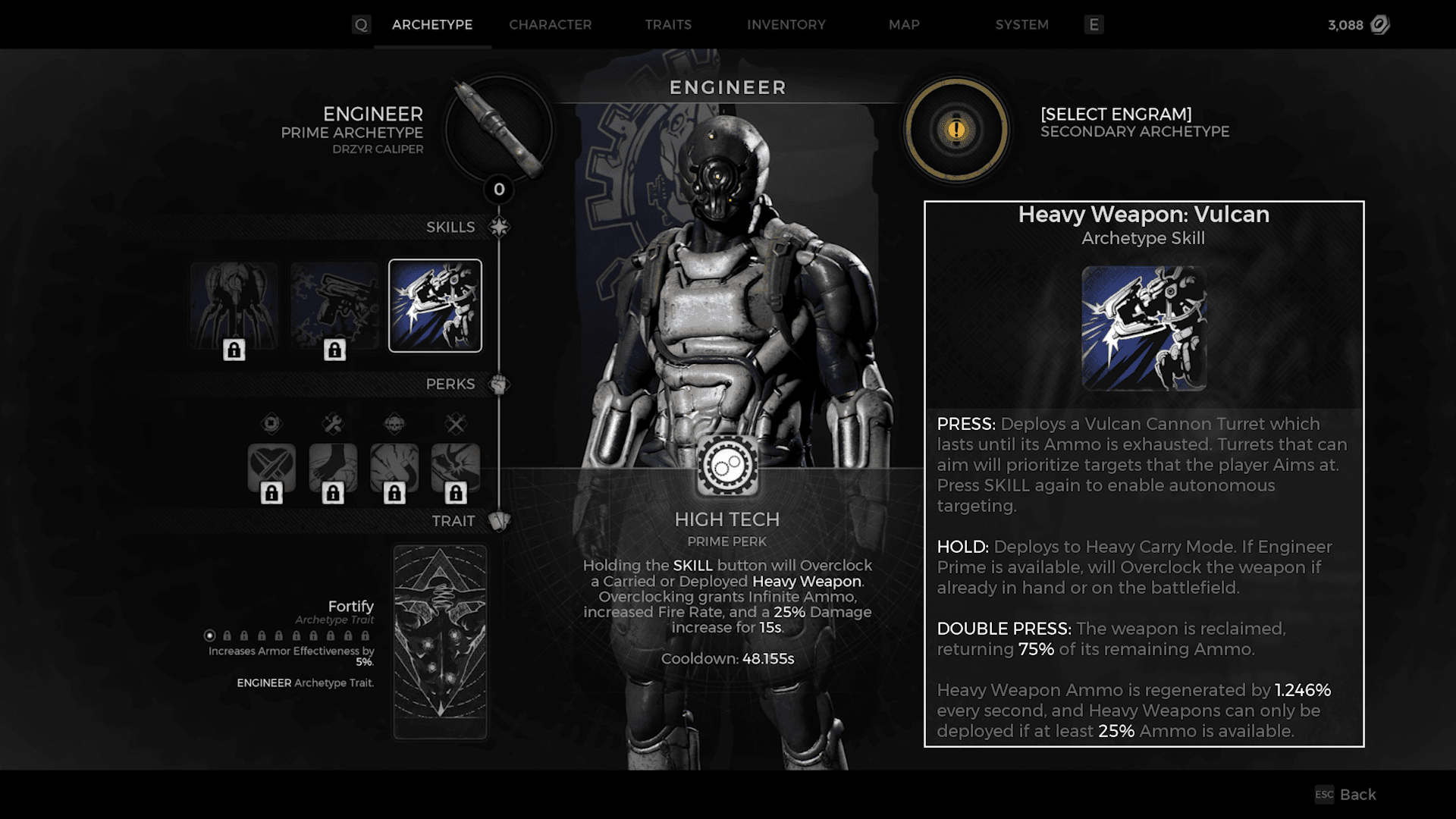 Engineer Archetype Heavy Weapon Vulkan Skill