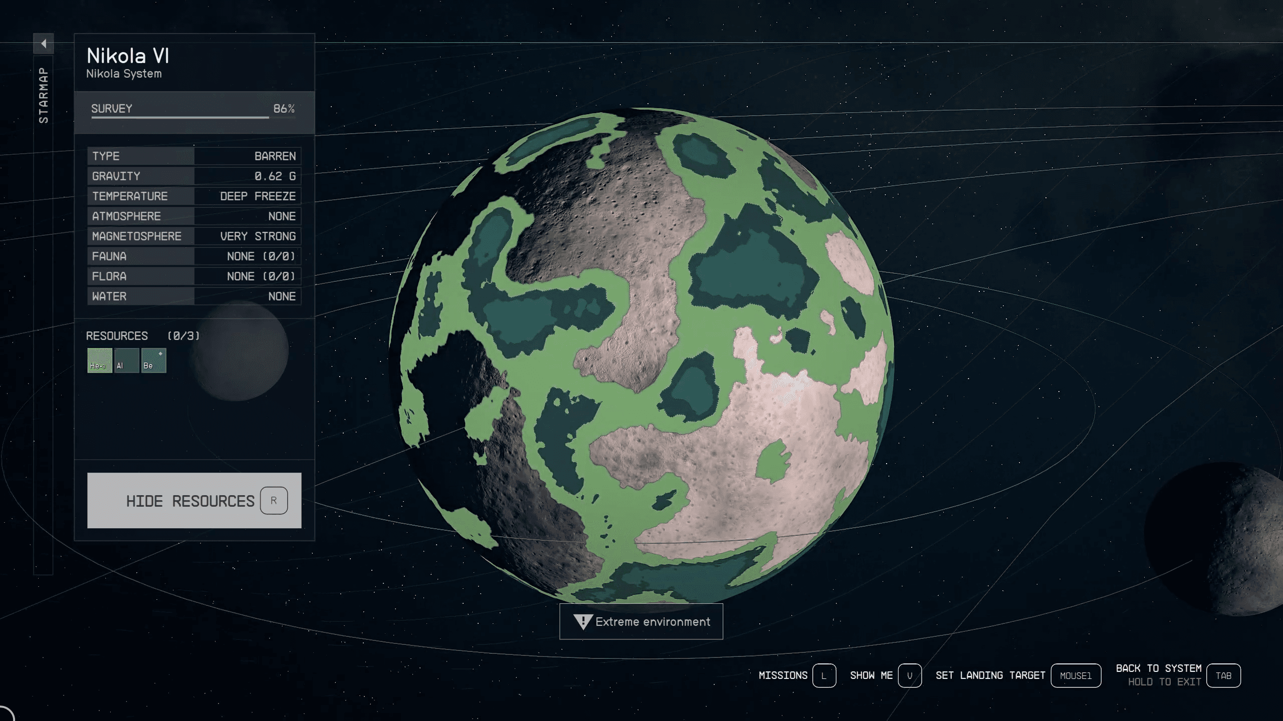 Scanned planet for resources