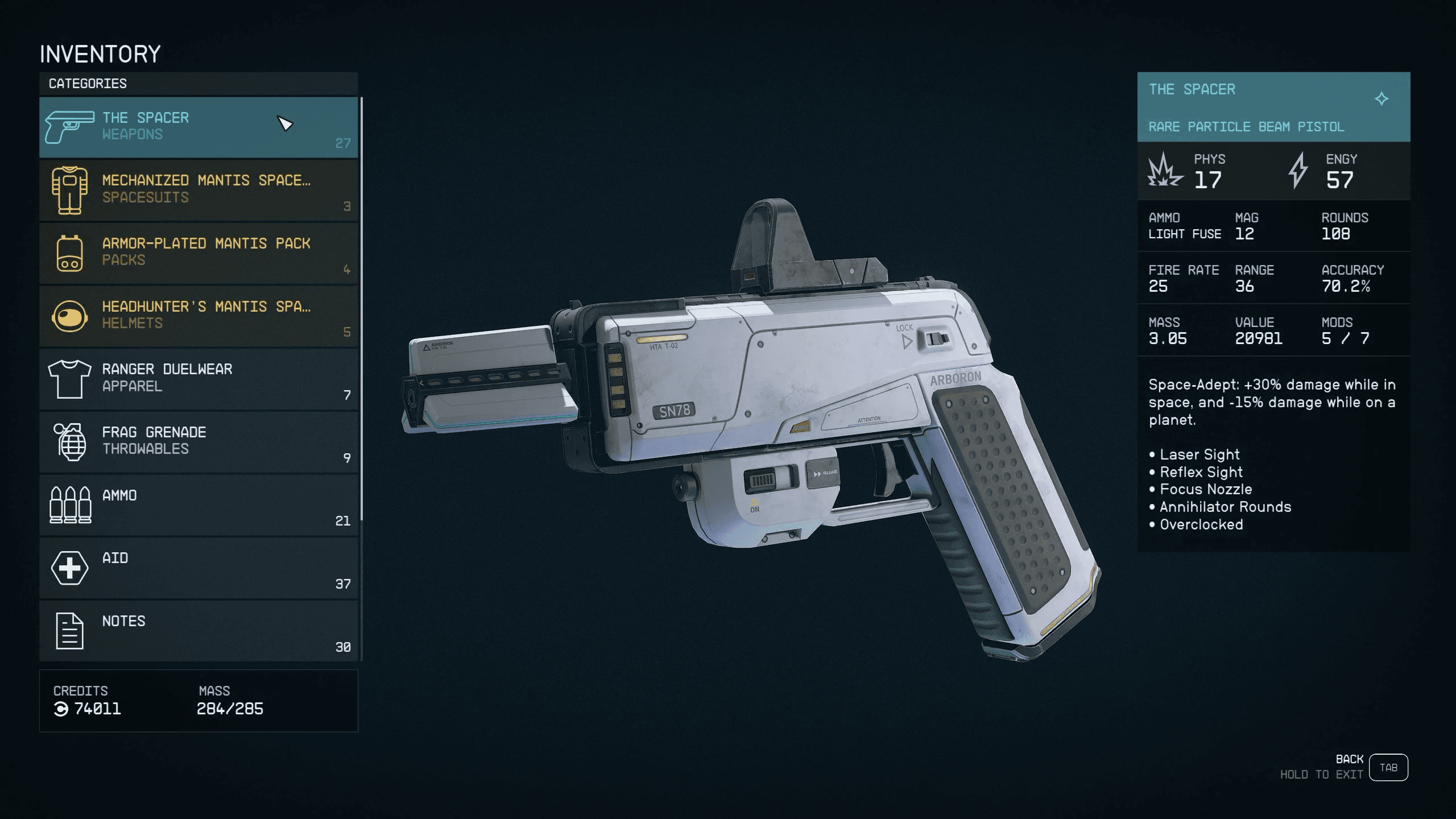 The Spacer Rare Particle Beam Pistol